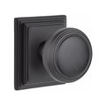 Emtek Norwich Knob 2-3/8 in Backset Passage with Wilshire Rose for 1-1/4 in to 2 in Door Flat Black Finish 8161NWUS19
